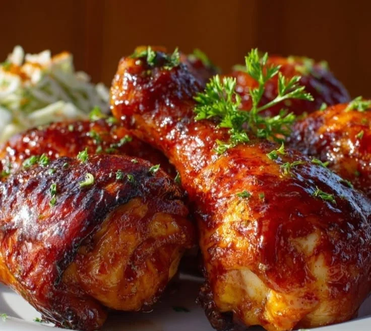 Savory BBQ chicken drumsticks on the grill, ready to serve