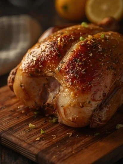 Smoked Lemon Herb Rotisserie Chicken served on a plate