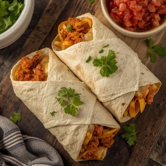 Spicy Chorizo Egg Breakfast Burritos