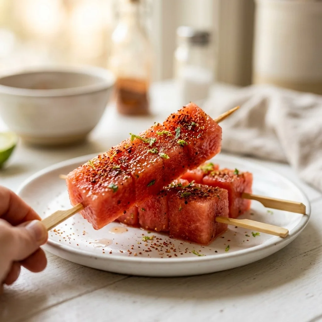 Spicy Watermelon Tajín Skewers