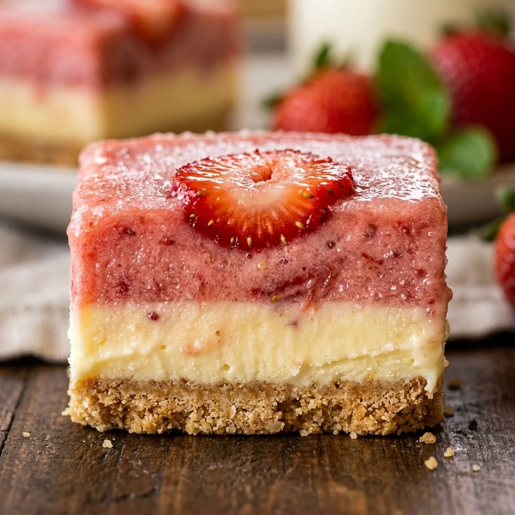 Delicious no-bake icebox bars made with strawberry lemonade.