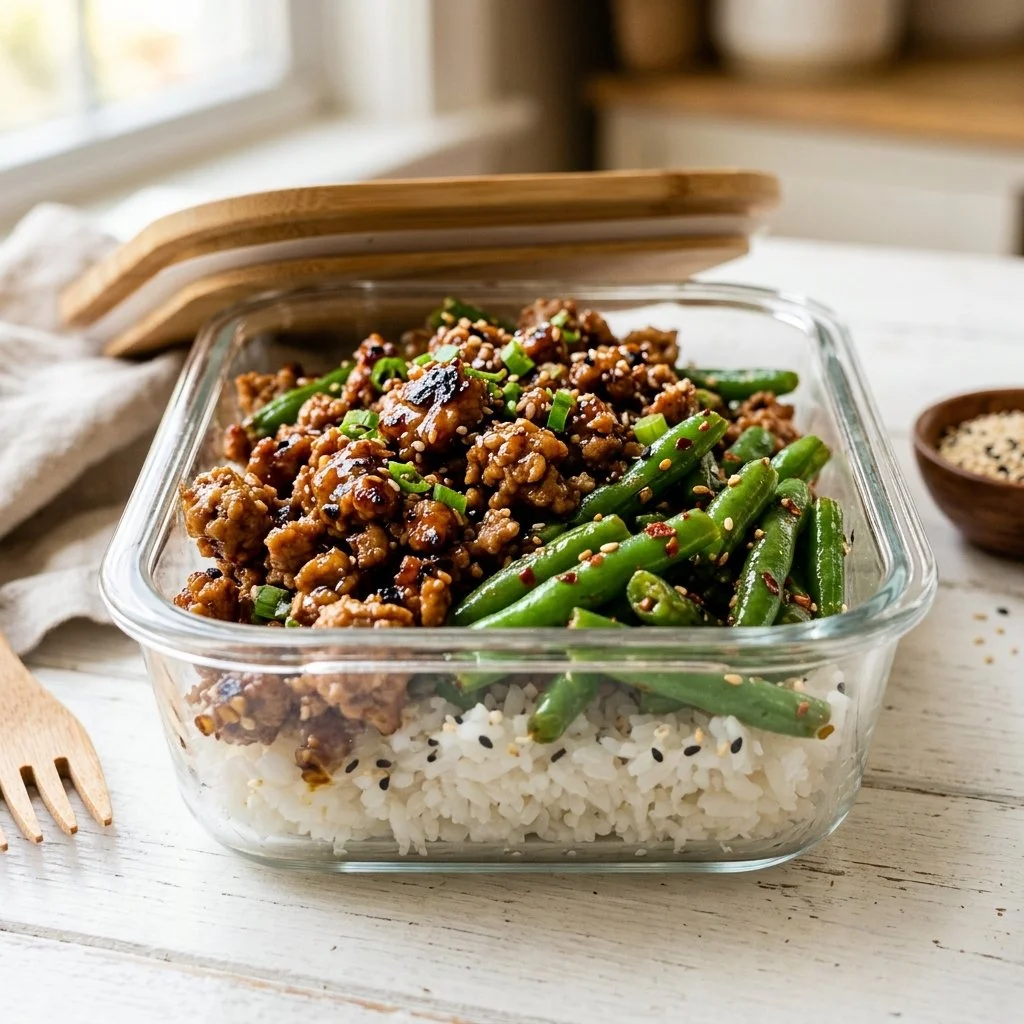 Teriyaki Ground Turkey Meal Prep with Green Beans