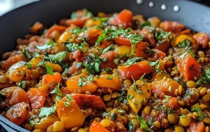Vegetarian Tomato Lentil Skillet