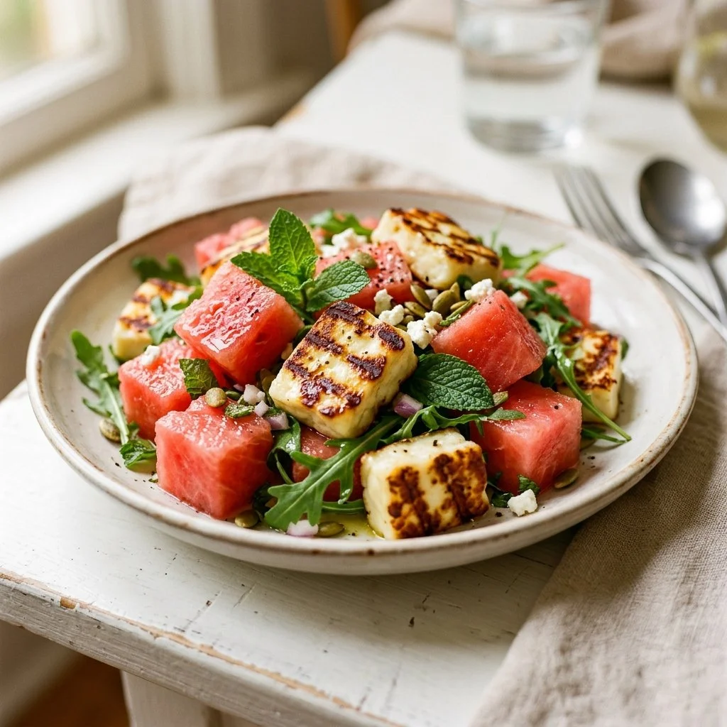 Grilled Halloumi and Watermelon Salad