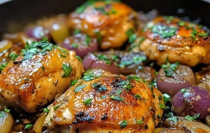 Weeknight Chicken Thigh Onion Skillet
