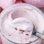 White Chocolate Raspberry Protein Ice Cream made in a Ninja Creami.