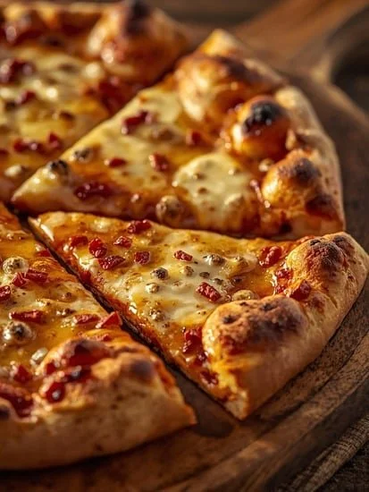 Wood-fired cheese pizza drizzled with spicy hot honey, a flavorful combination