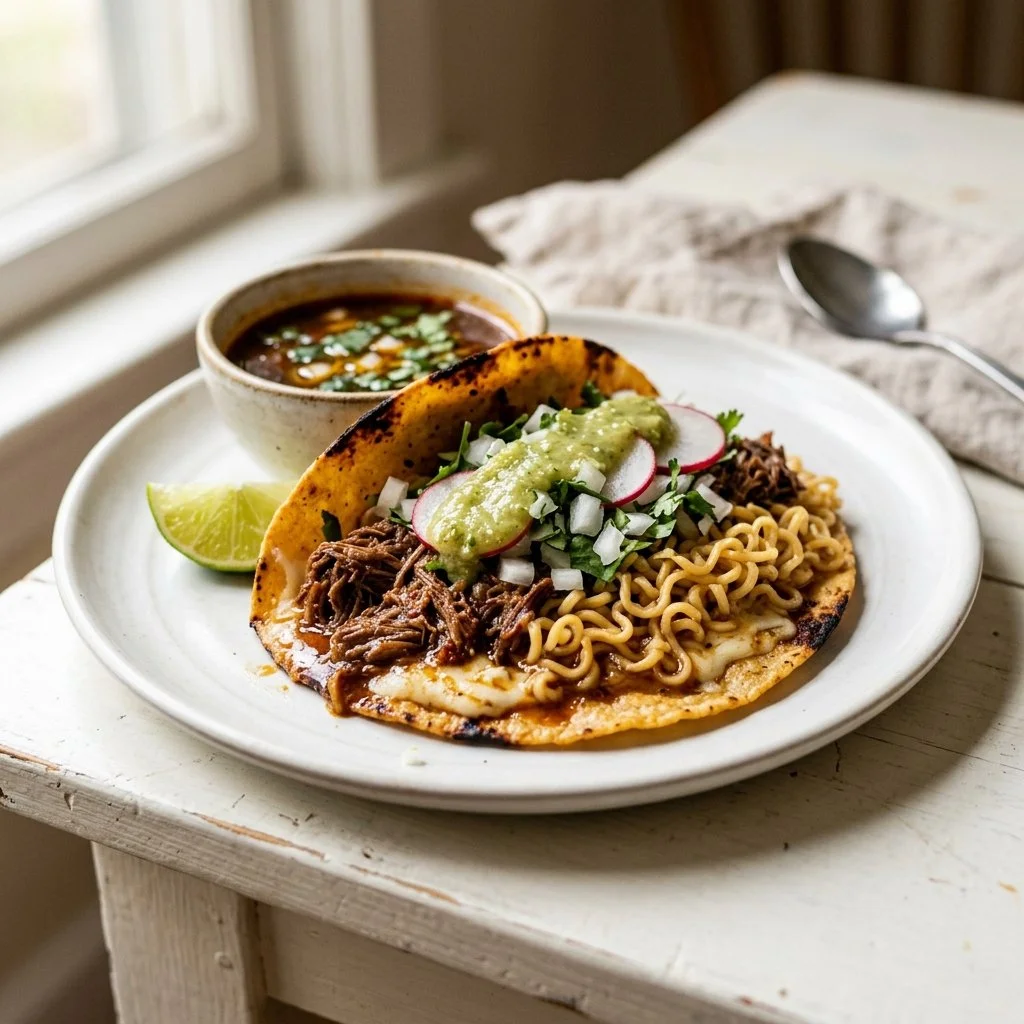 Birria Ramen Tacos