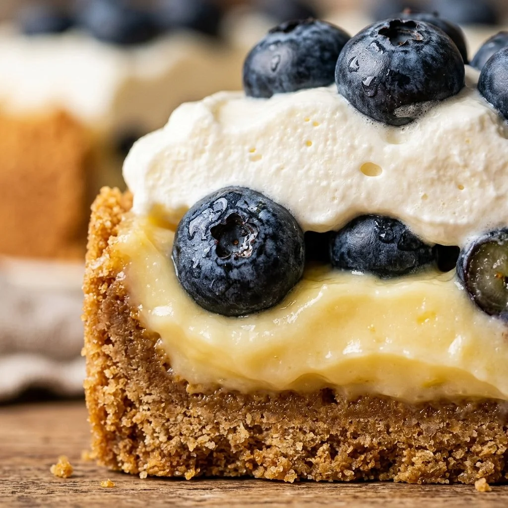 Delicious Blueberry Lemon Icebox Cake with fresh blueberries and lemon zest