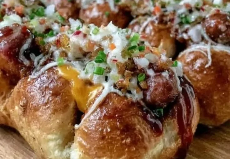 Cheesy Hot Dog Pull Apart Bread