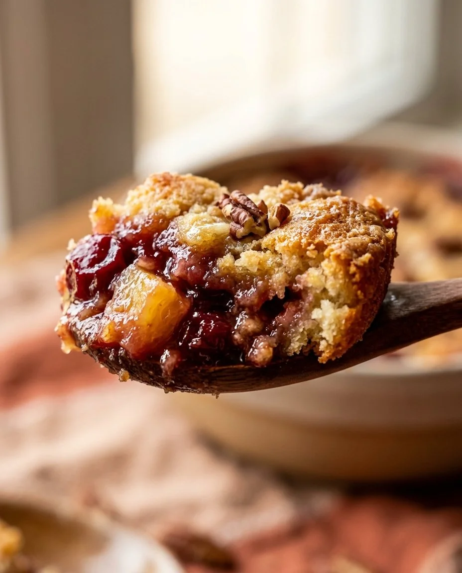 Cherry Pineapple Dump Cake served on a plate, showcasing its fruity layers.