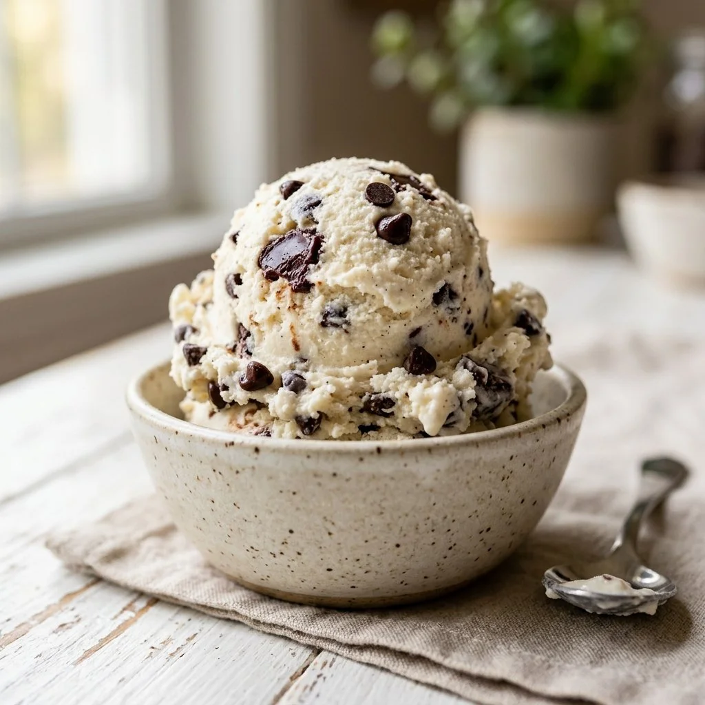 Cottage Cheese Ice Cream Featuring Chocolate Chips