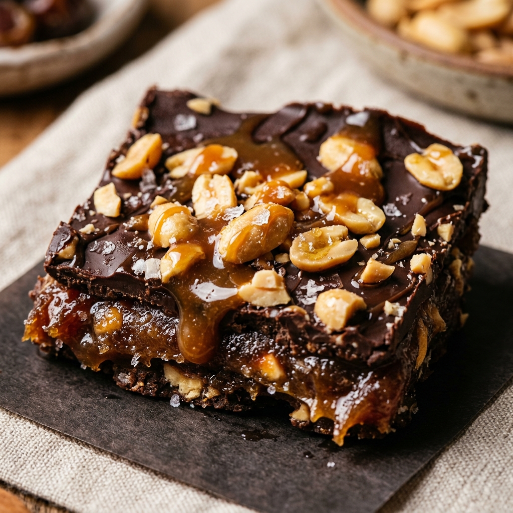 Date Bark Snickers Style No-Bake