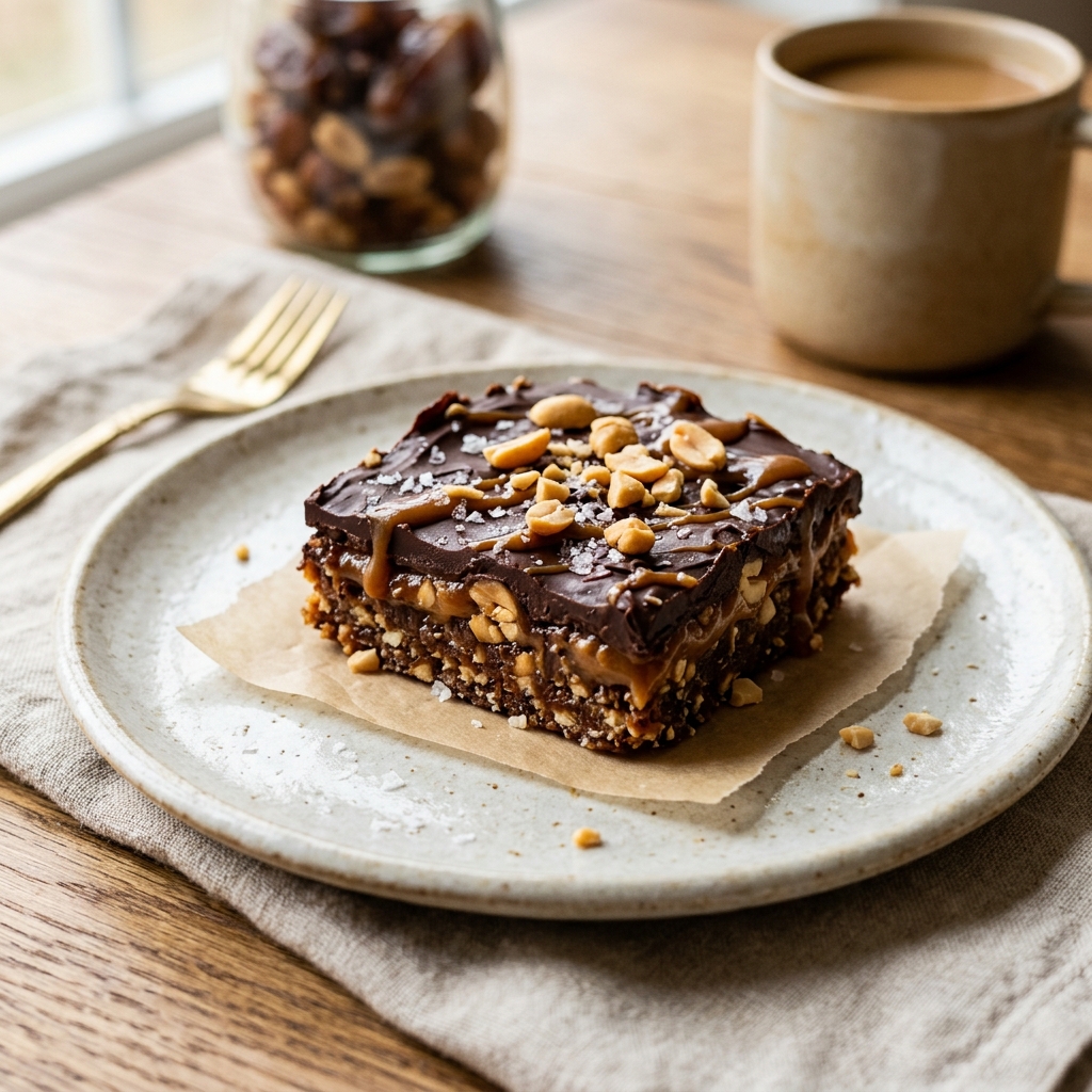 Date Bark Snickers Style No-Bake