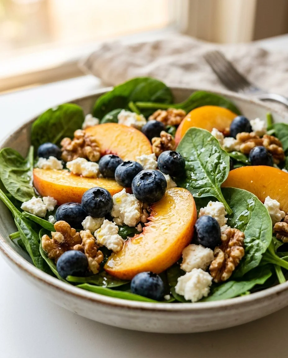 Feta Salad with Blueberries and Peaches