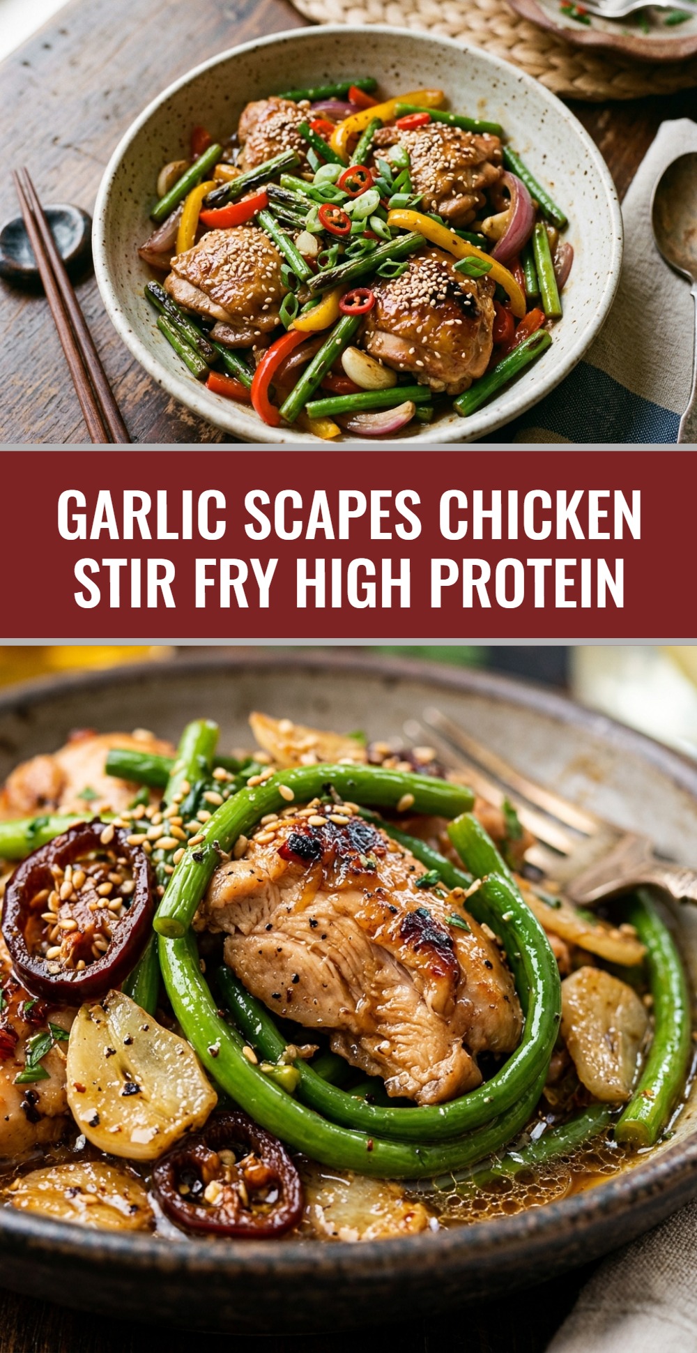 Garlic Scapes Chicken Stir Fry High Protein
