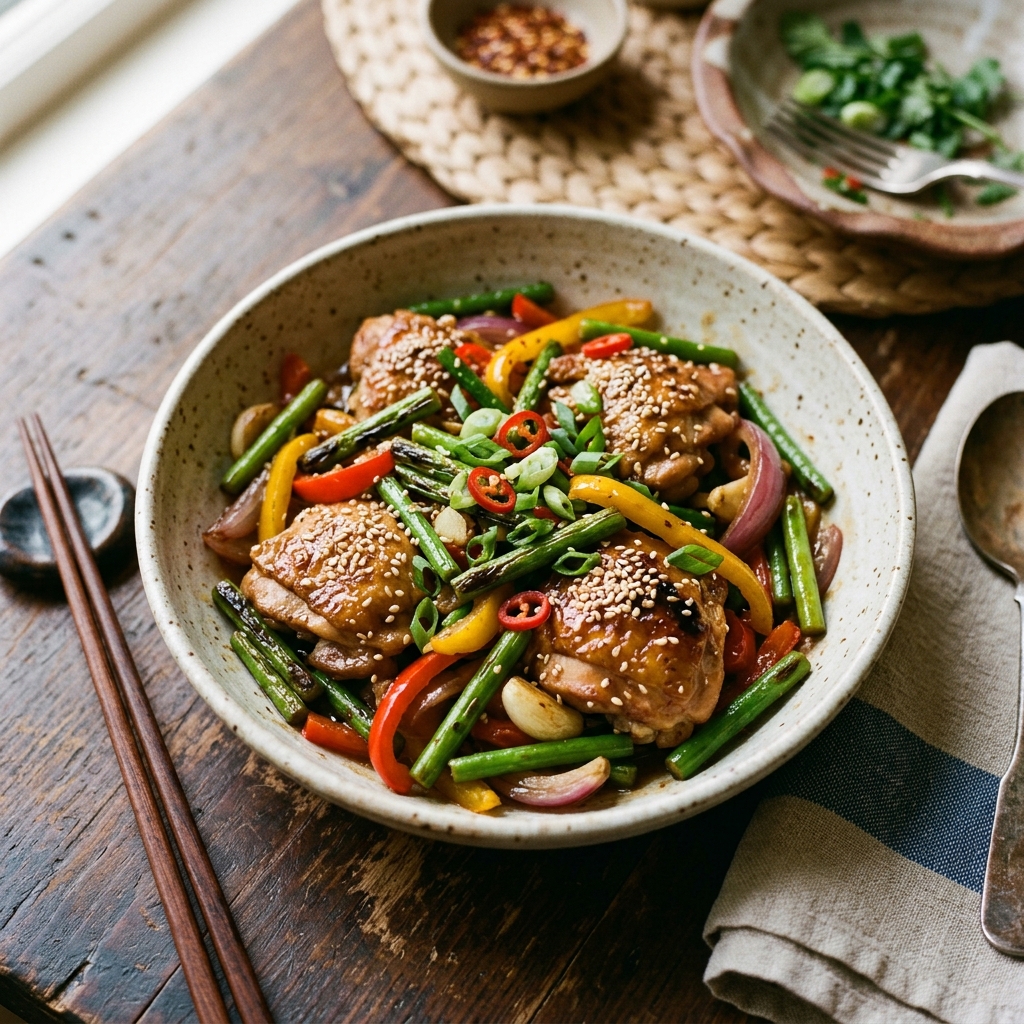 Garlic Scapes Chicken Stir Fry High Protein