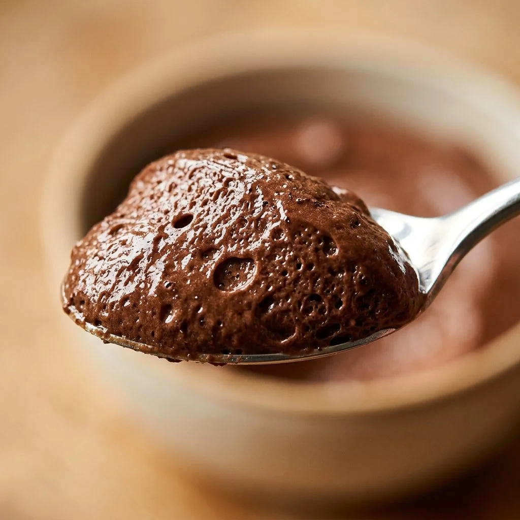 Delicious Greek Yogurt Chocolate Mousse served in a glass