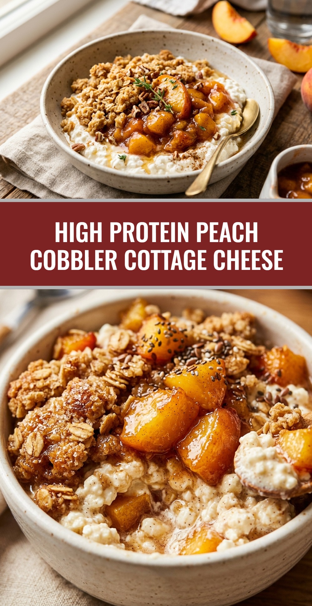 High Protein Peach Cobbler Cottage Cheese