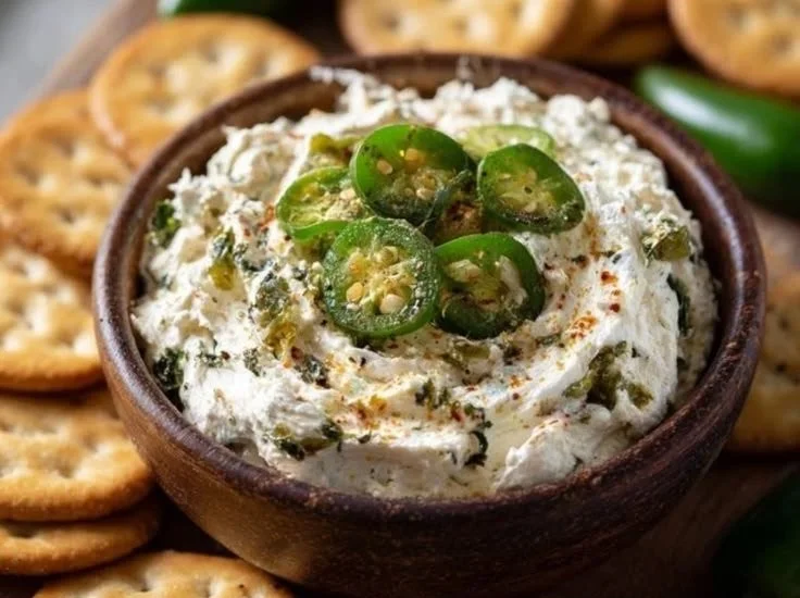 Creamy jalapeño dip with cream cheese for a delicious appetizer