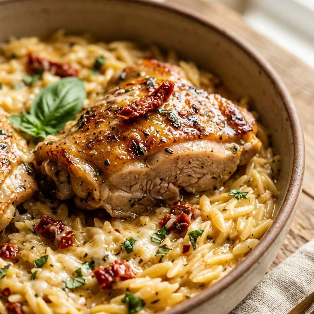 One-Pot Marry Me Chicken with Orzo in a creamy sauce