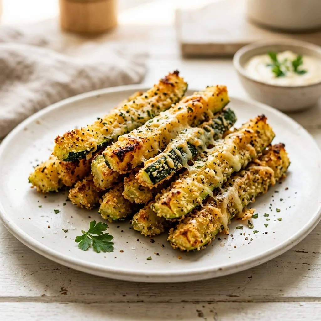 Oven-Baked Garlic Parmesan Zucchini Fries