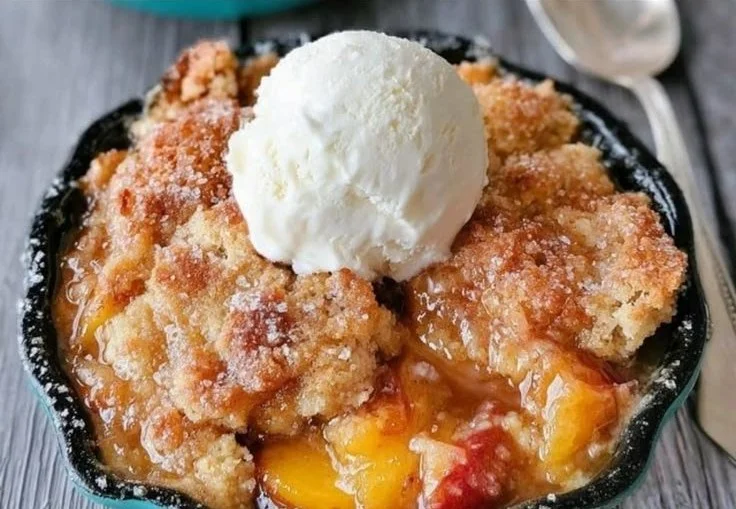 Peach Cobbler With Ice Cream