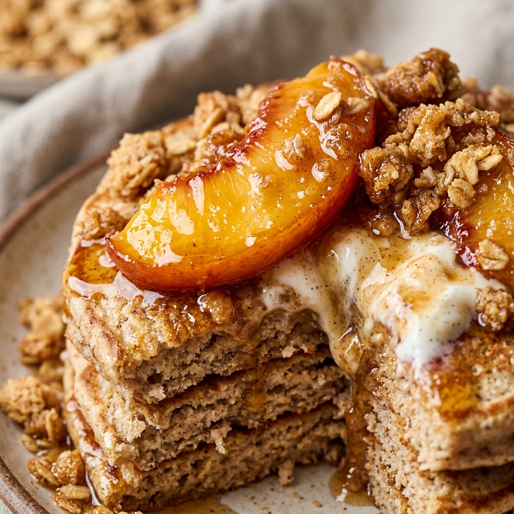 Peach Crisp Protein Pancakes