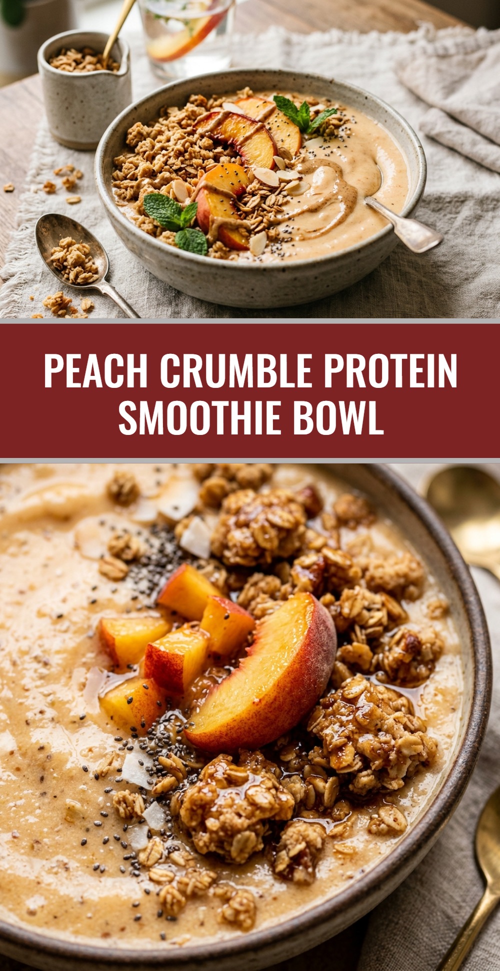 Peach Crumble Protein Smoothie Bowl