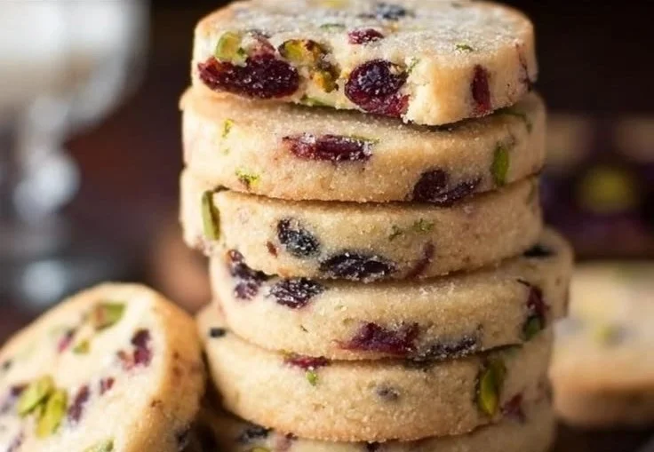 Cranberry Pistachio Shortbread Cookies