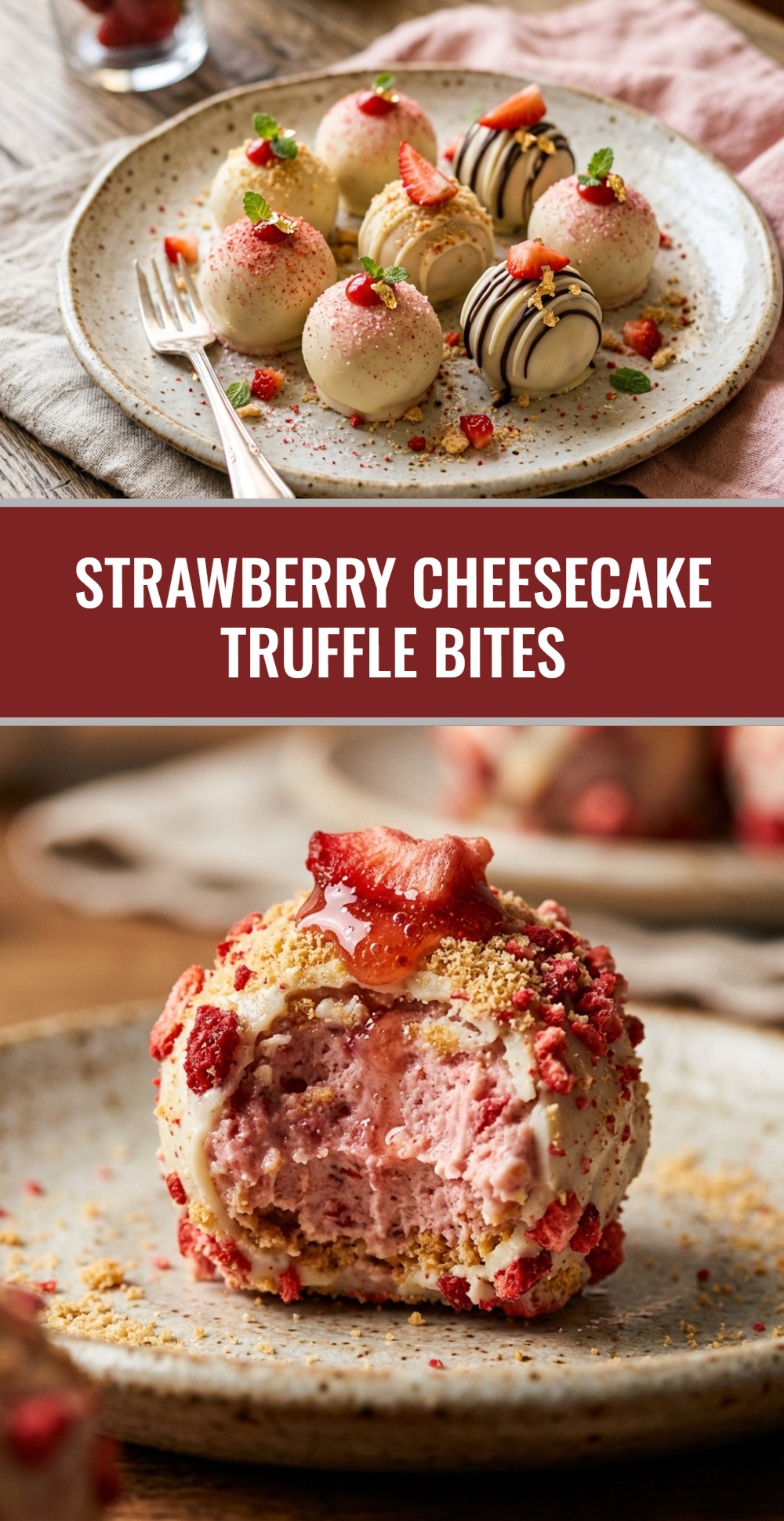 Strawberry Cheesecake Truffle Bites