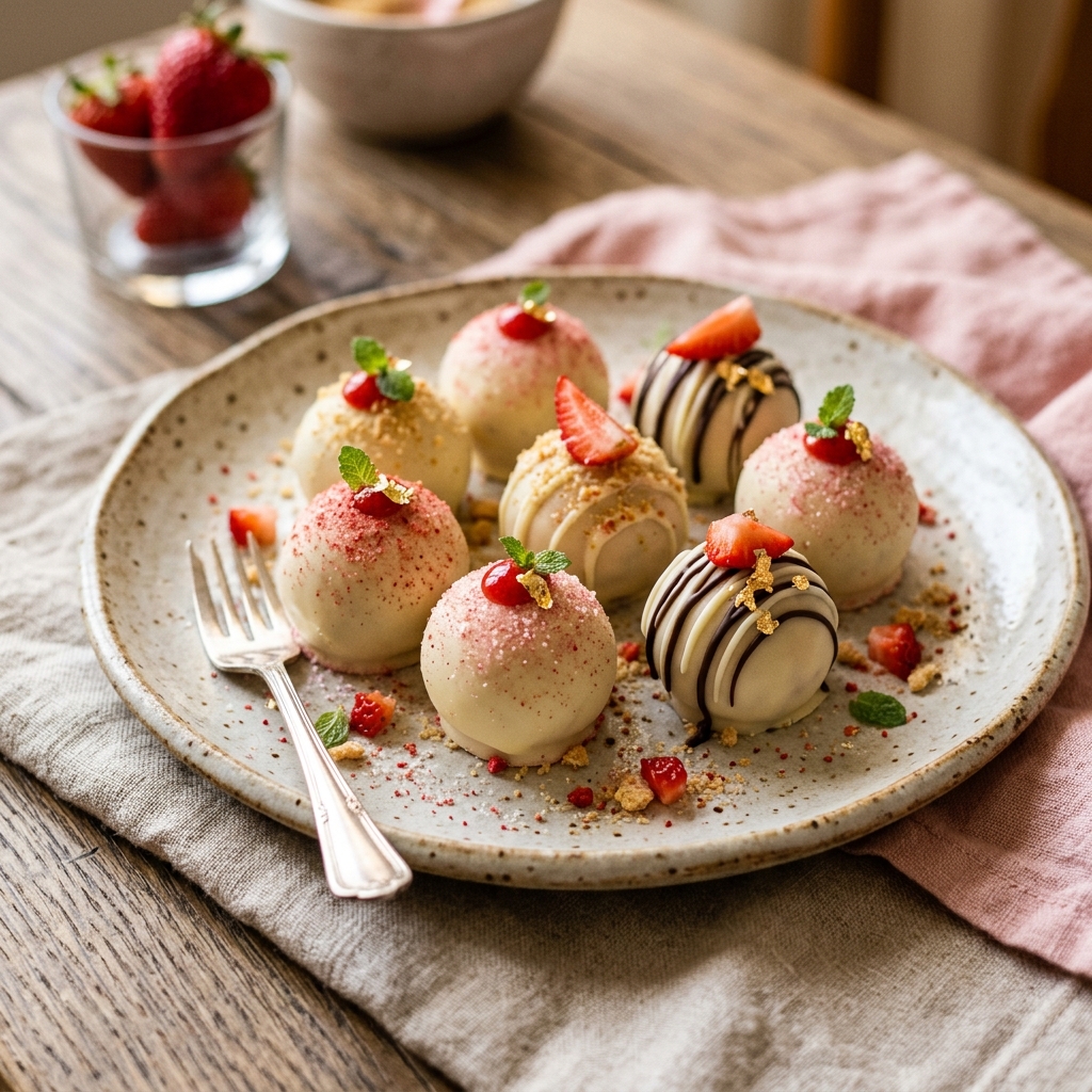 Strawberry Cheesecake Truffle Bites