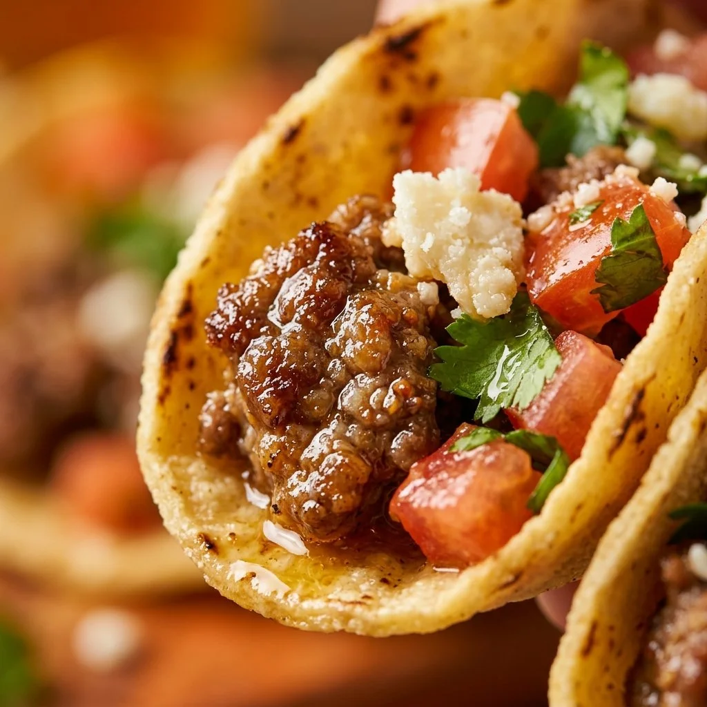 Delicious tacos served on Blackstone Street with various toppings.