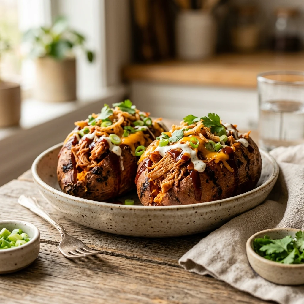 BBQ Chicken Stuffed Sweet Potatoes Smoked