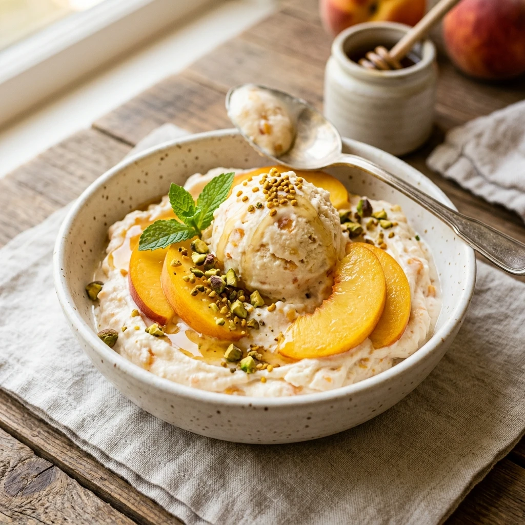 Cottage Cheese Peach Ice Cream High Protein