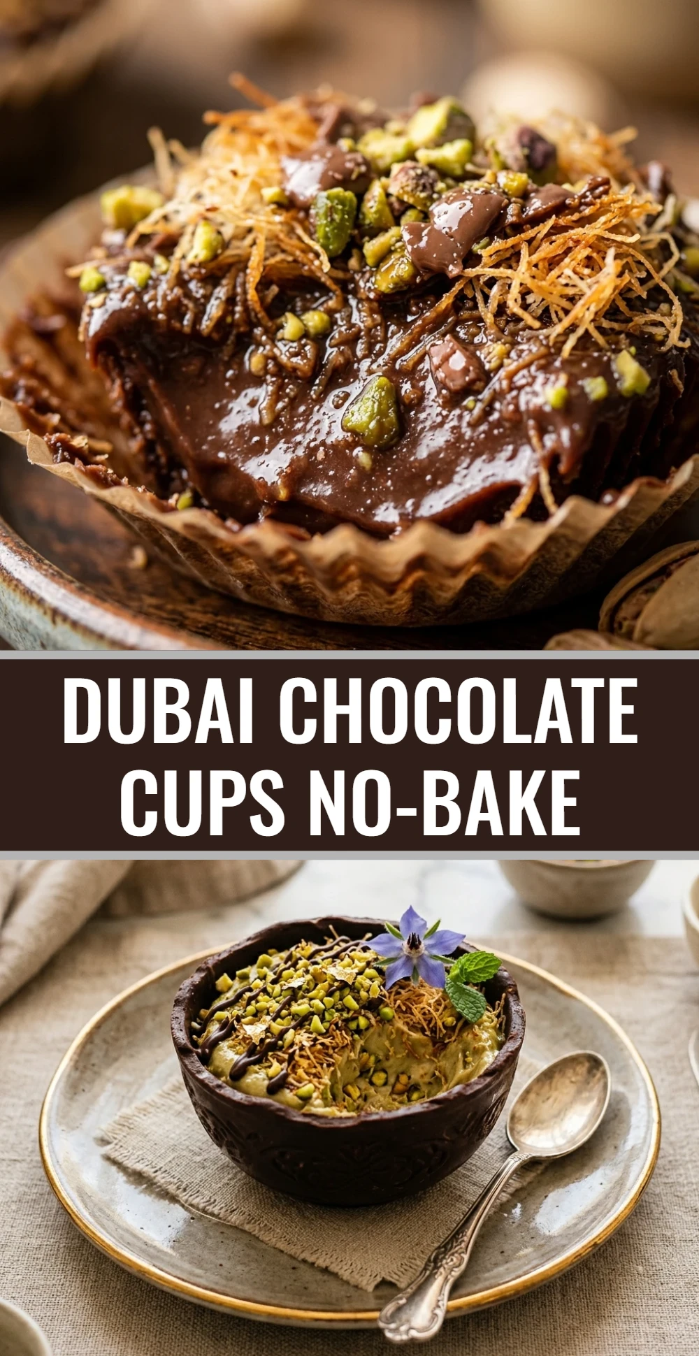 Dubai Chocolate Cups No-Bake