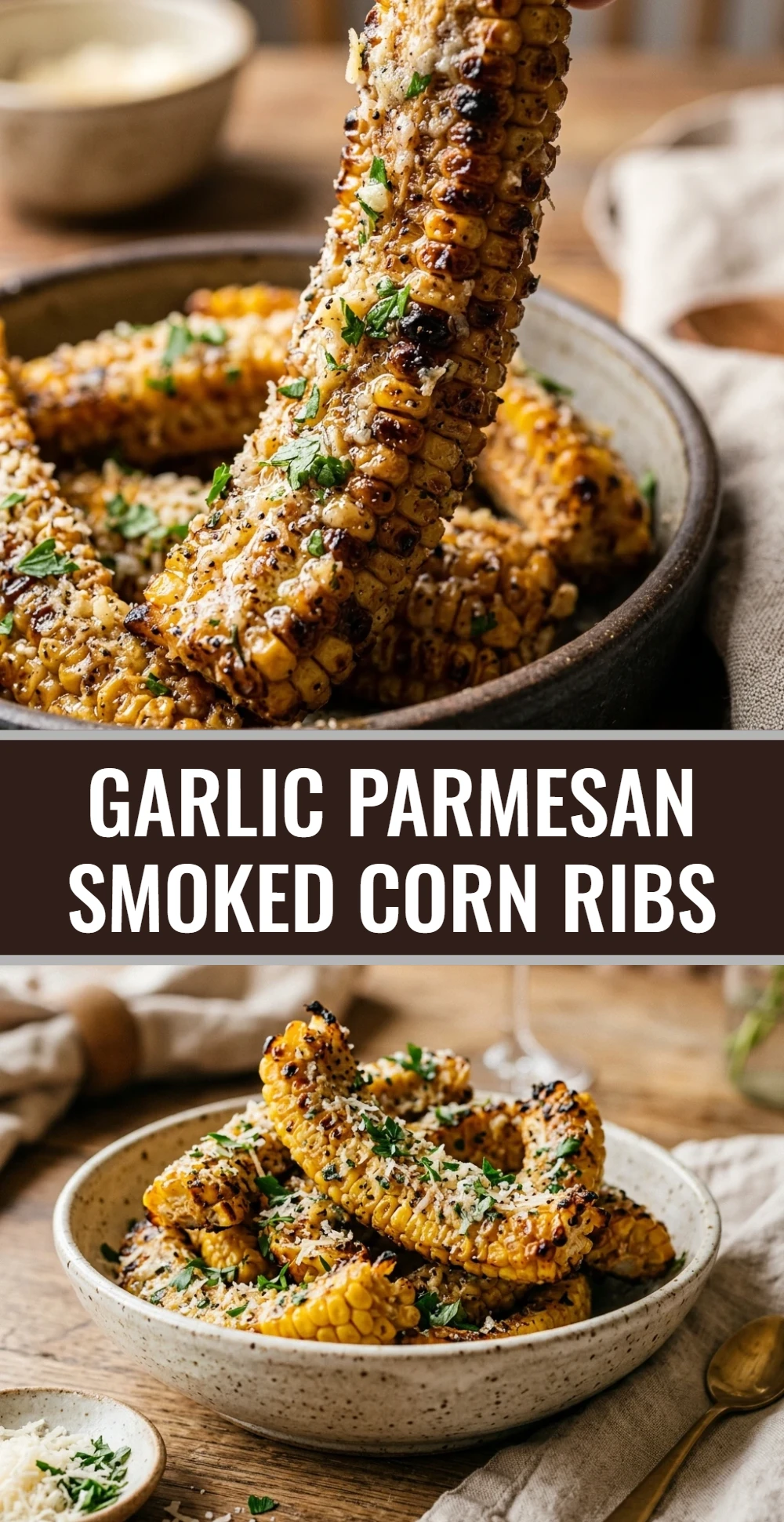 Garlic Parmesan Smoked Corn Ribs