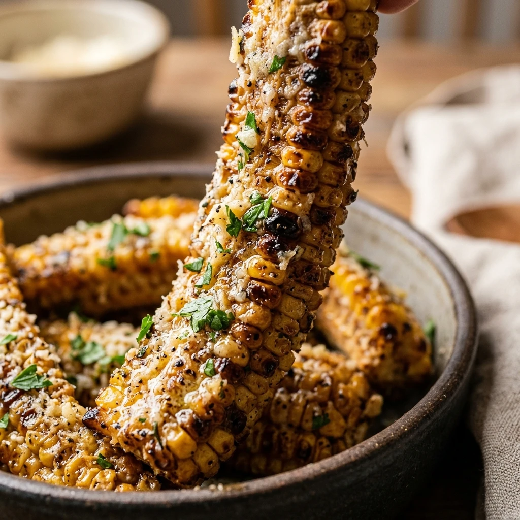 Garlic Parmesan Smoked Corn Ribs