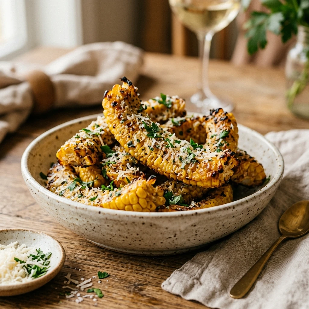 Garlic Parmesan Smoked Corn Ribs