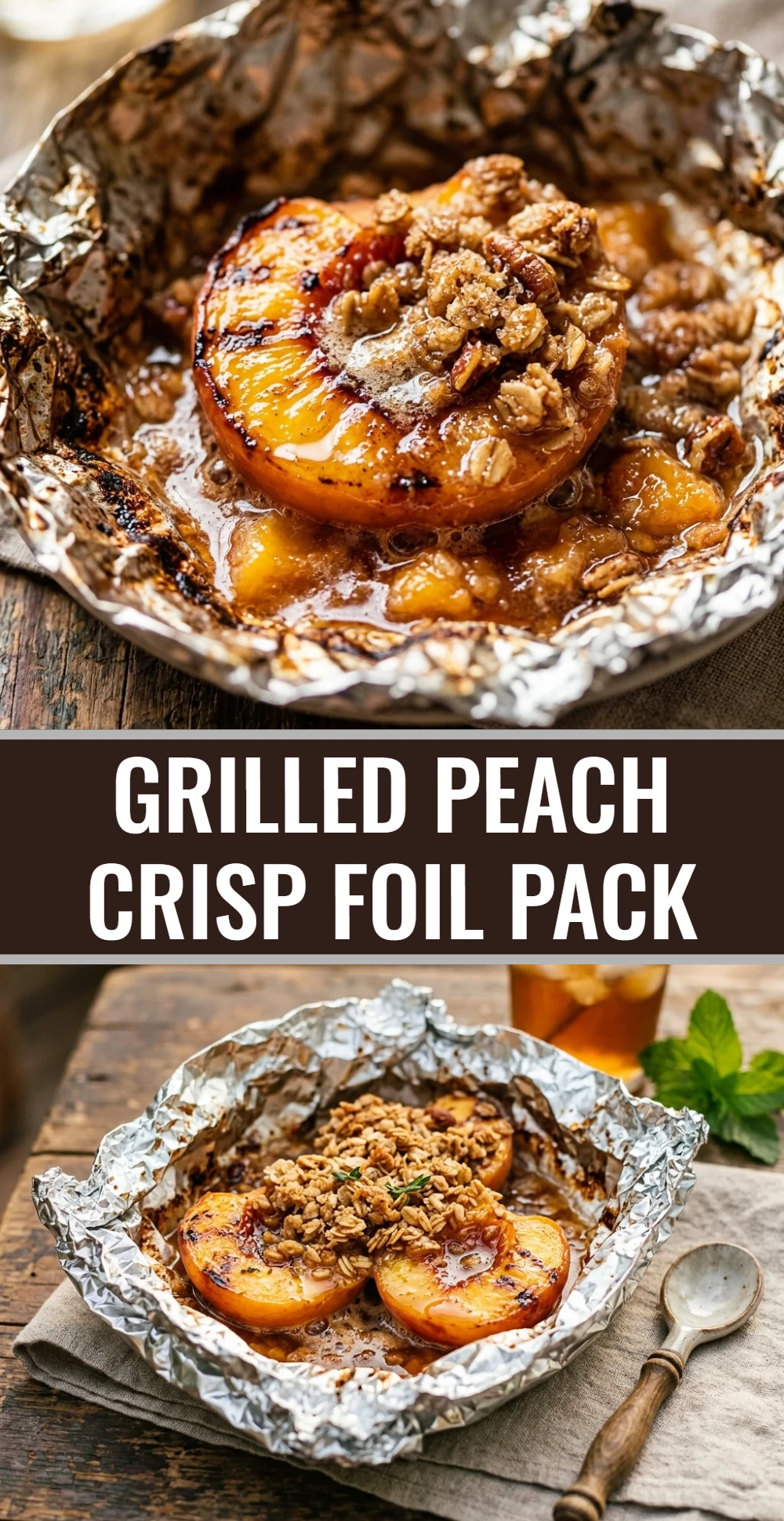 Grilled Peach Crisp Foil Pack