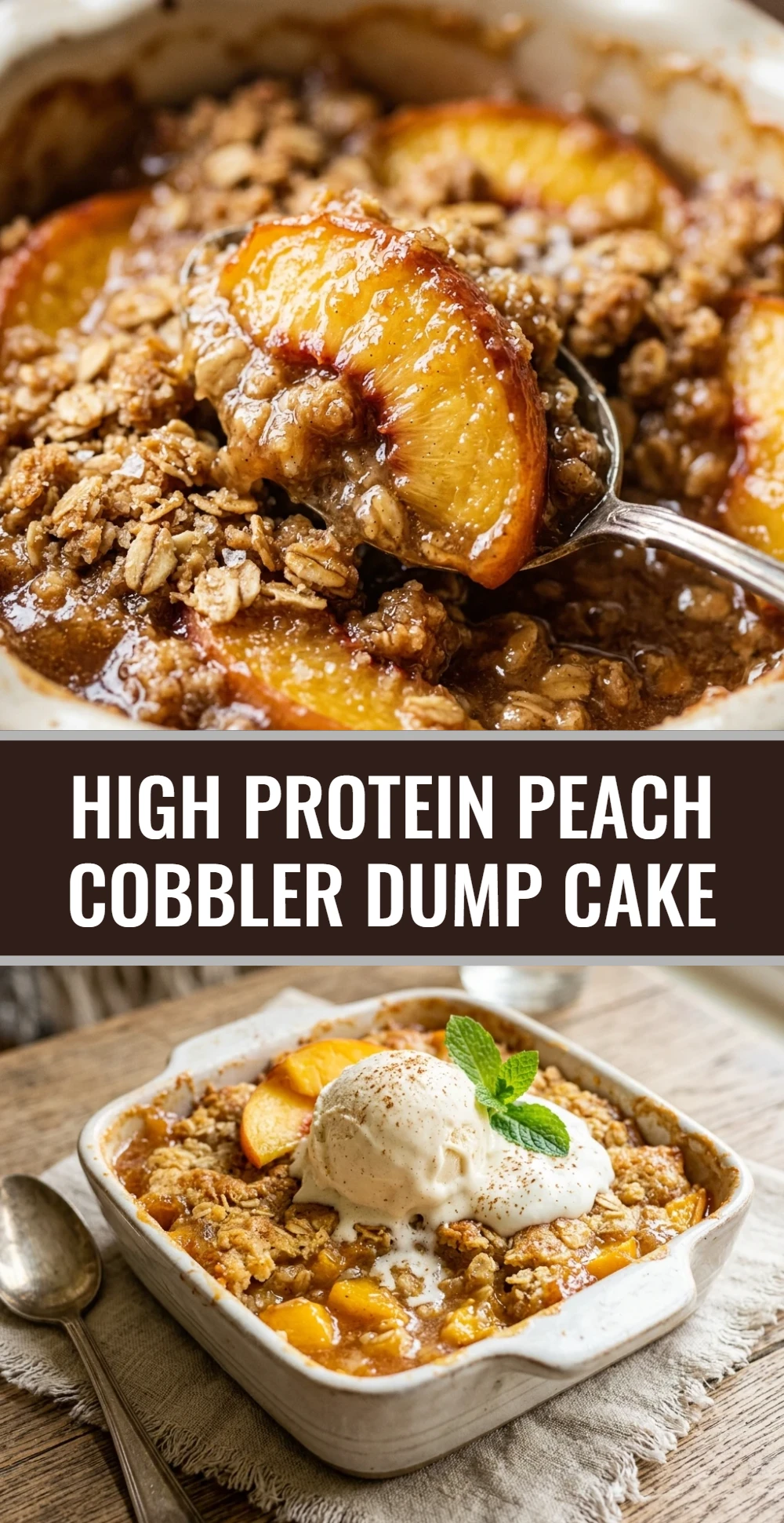 High Protein Peach Cobbler Dump Cake