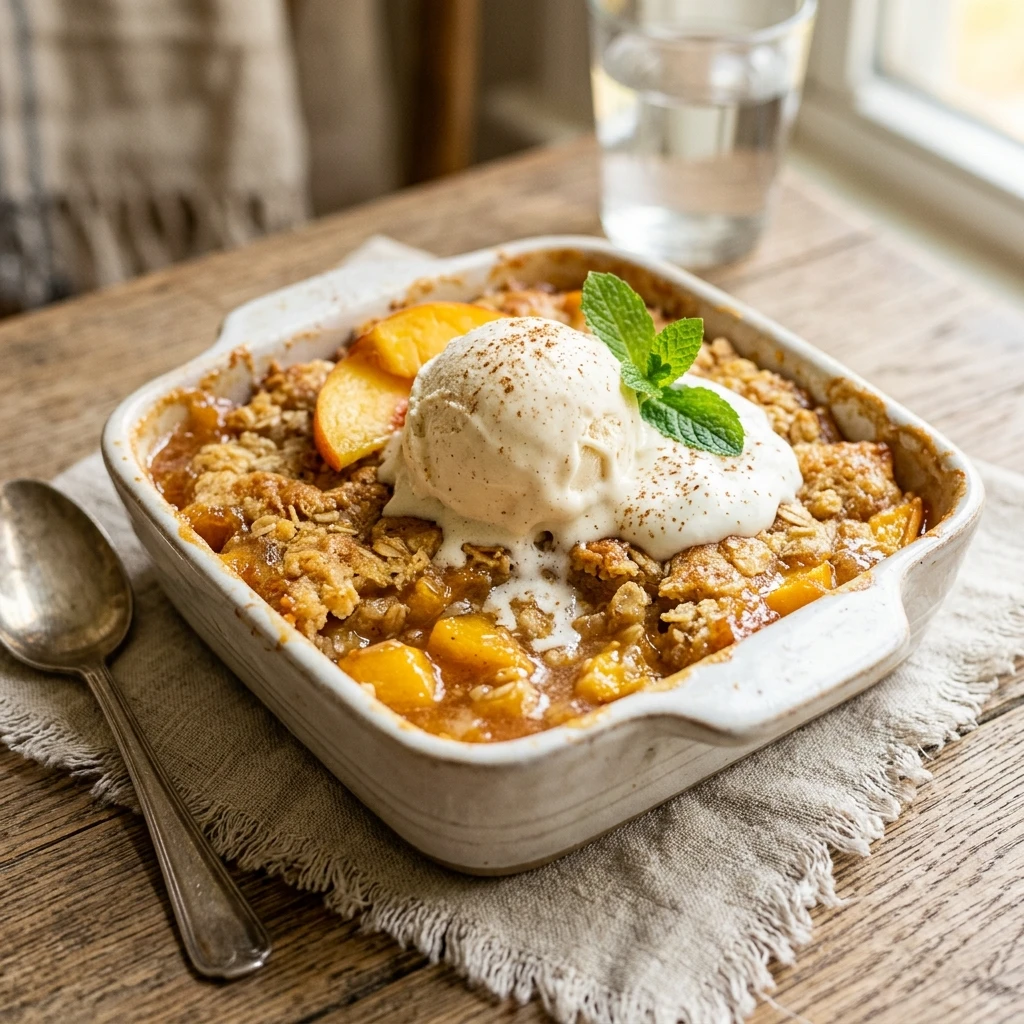 High Protein Peach Cobbler Dump Cake