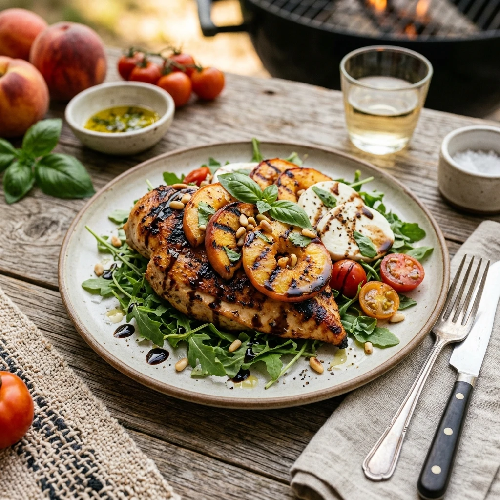 Smoked Peach Caprese Chicken Woodfire