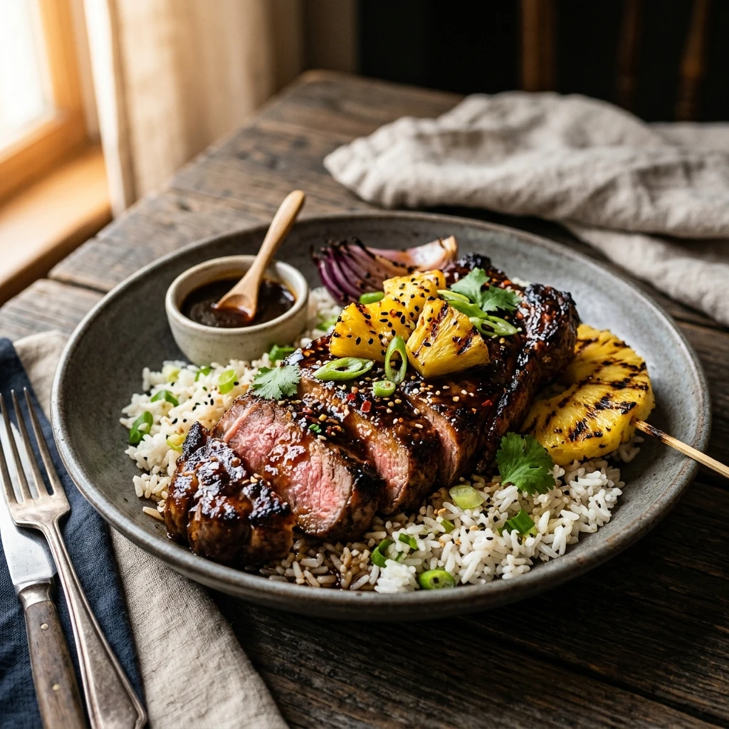 Smoked Pineapple Teriyaki Steak Woodfire