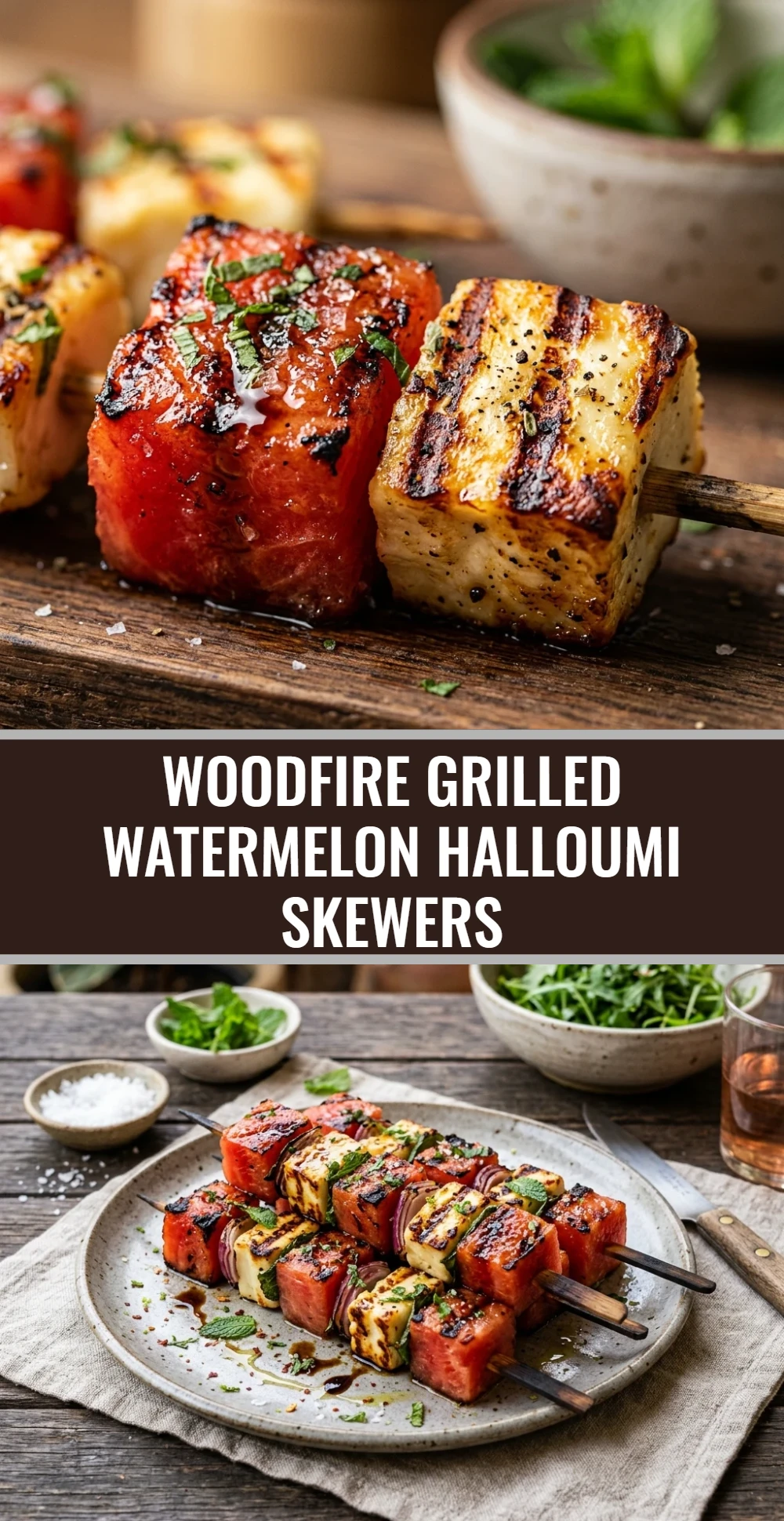 Woodfire Grilled Watermelon Halloumi Skewers