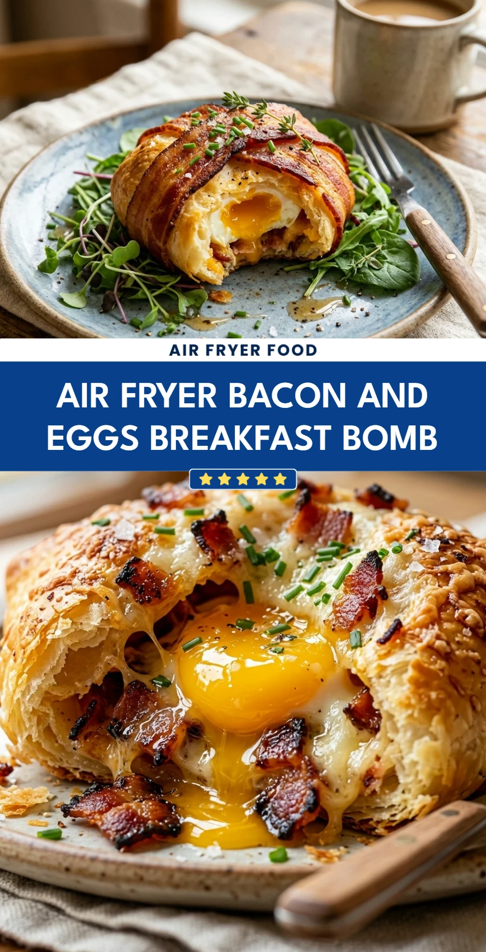 Air Fryer Bacon and Eggs Breakfast Bomb