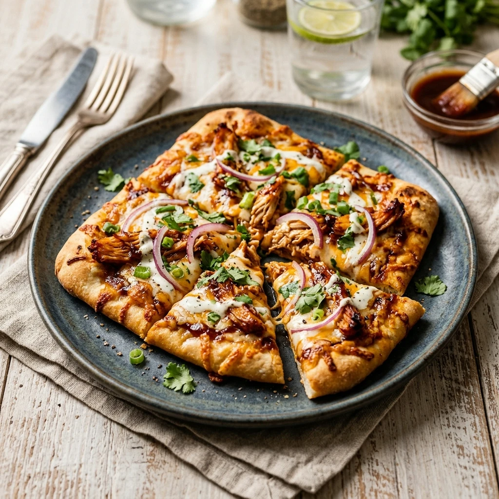 Air Fryer BBQ Chicken Flatbread Pizza