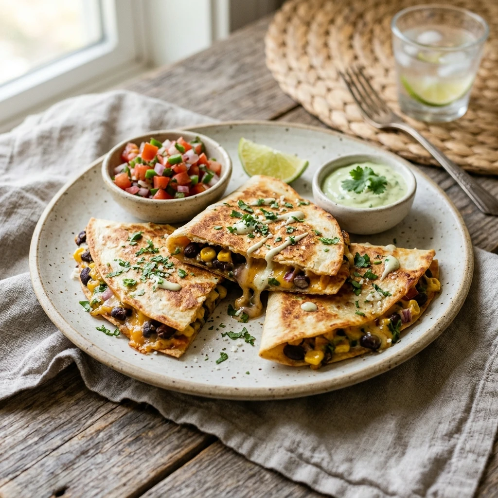 Air Fryer Black Bean and Corn Quesadillas
