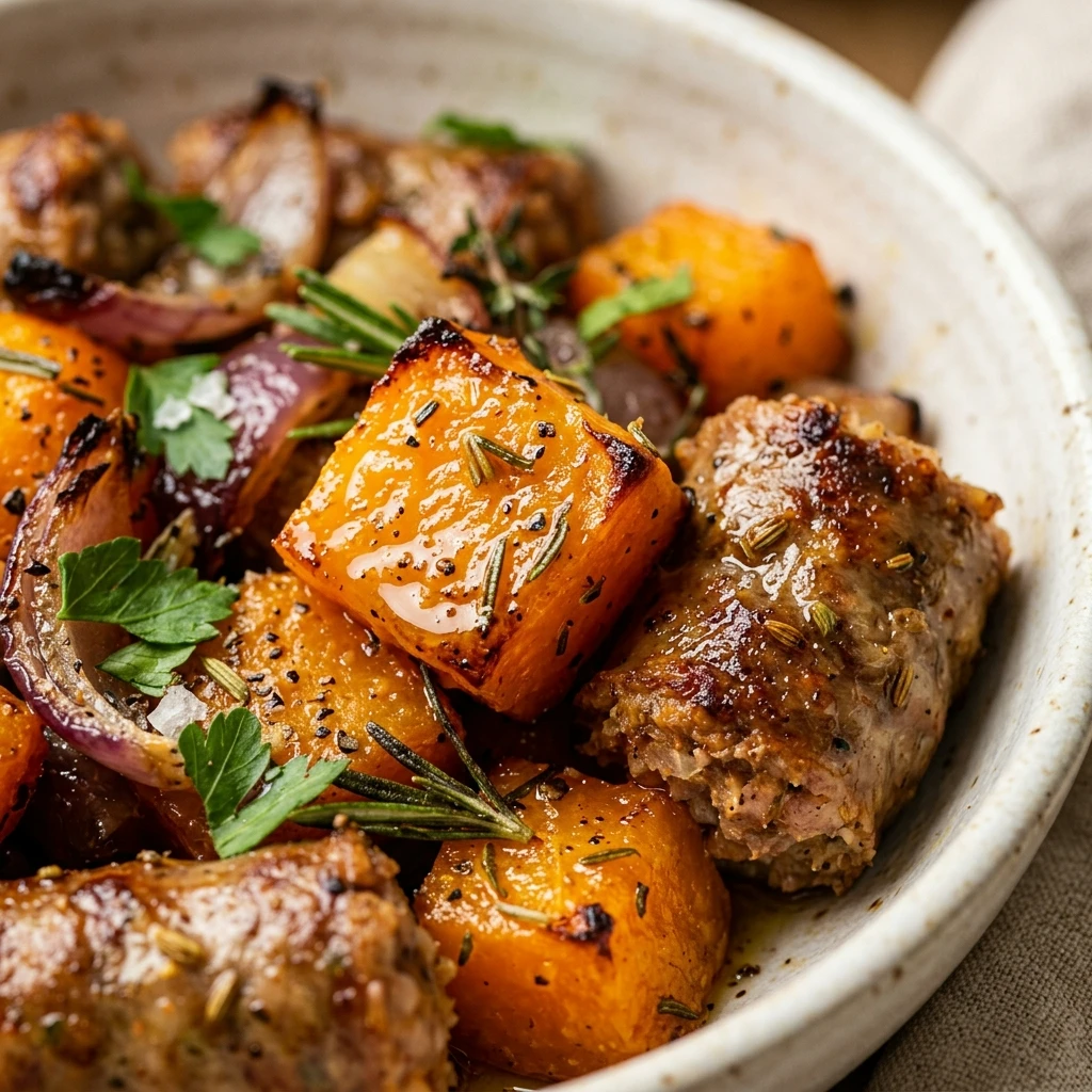 Air Fryer Butternut Squash and Sausage Dinner