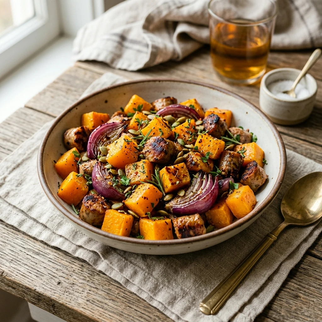 Air Fryer Butternut Squash and Sausage Dinner